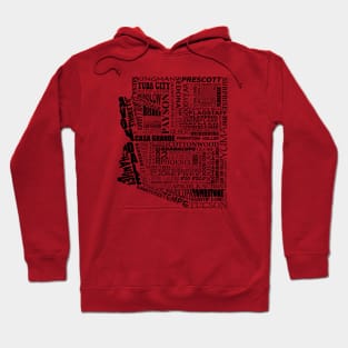 Arizona (cities and towns, black) Hoodie